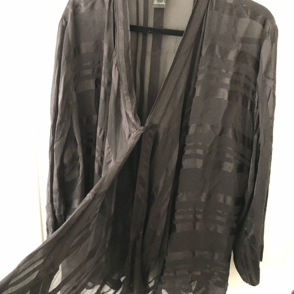 Citron Black Sheer Silk Blouse 2X - Picture 9 of 12